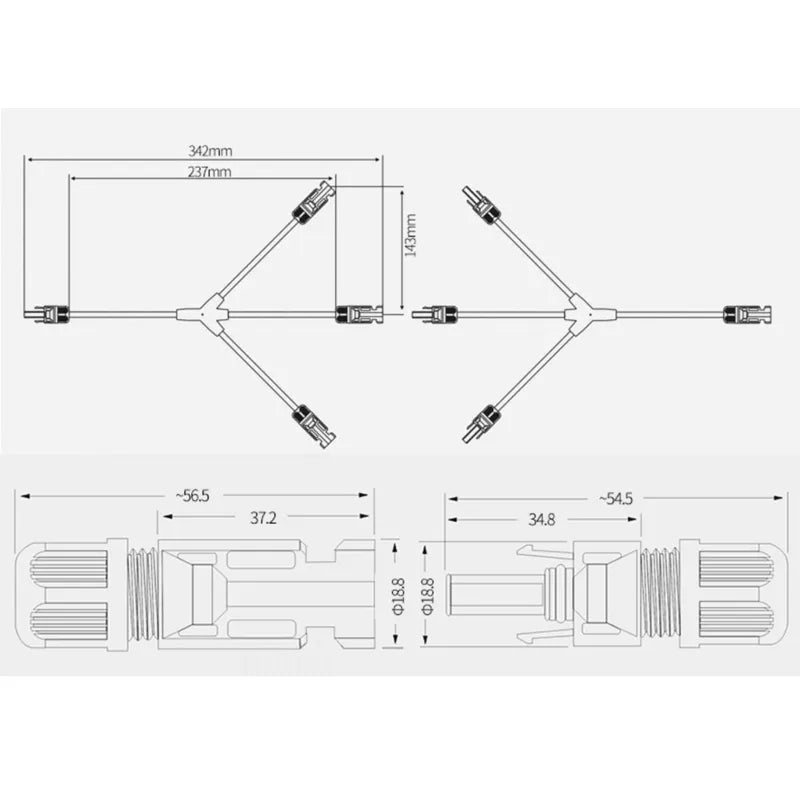 Connecteurs Solar Type Y, (1 à 3 Branches) pour panneaux solaires Connecteurs Solar Type Y, (1 à 3 Branches) pour panneaux solaires