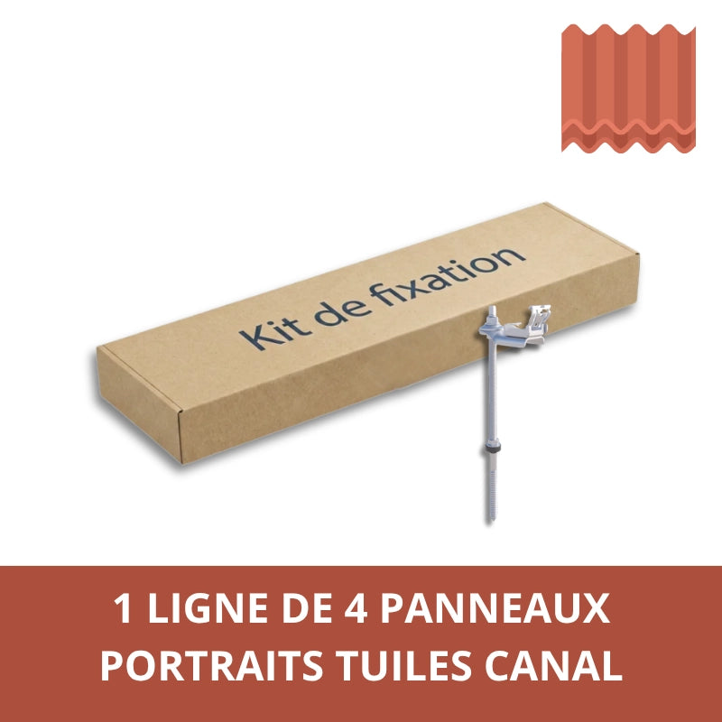 Kit de fixation pour 4 panneaux sur tuiles canal (Vis double filetage)