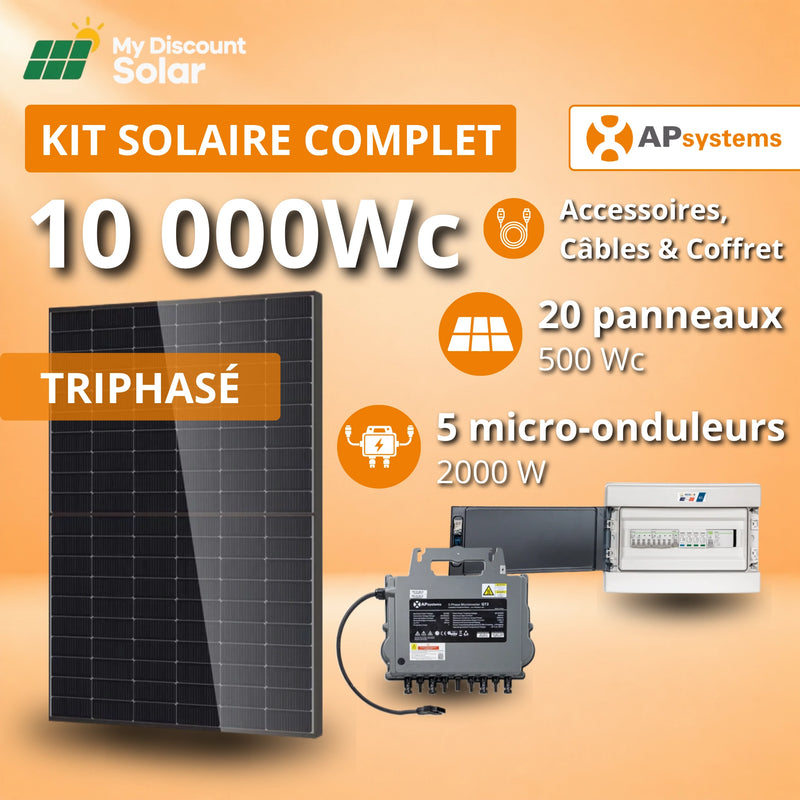 Kit Solaire Complet 10000W Triphasé - Micro-Onduleurs Apsystems QT2