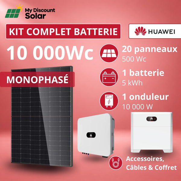 Kit Solaire Complet 10kW Monophasé + Batterie Huawei 5kWh