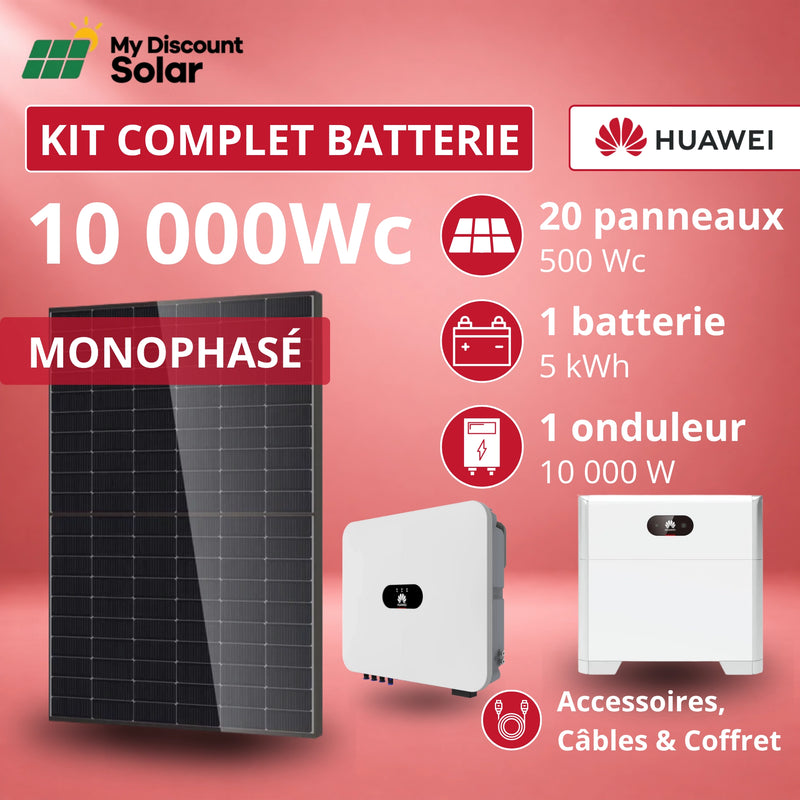 Kit Solaire Complet 10kW Monophasé + Batterie Huawei 5kWh