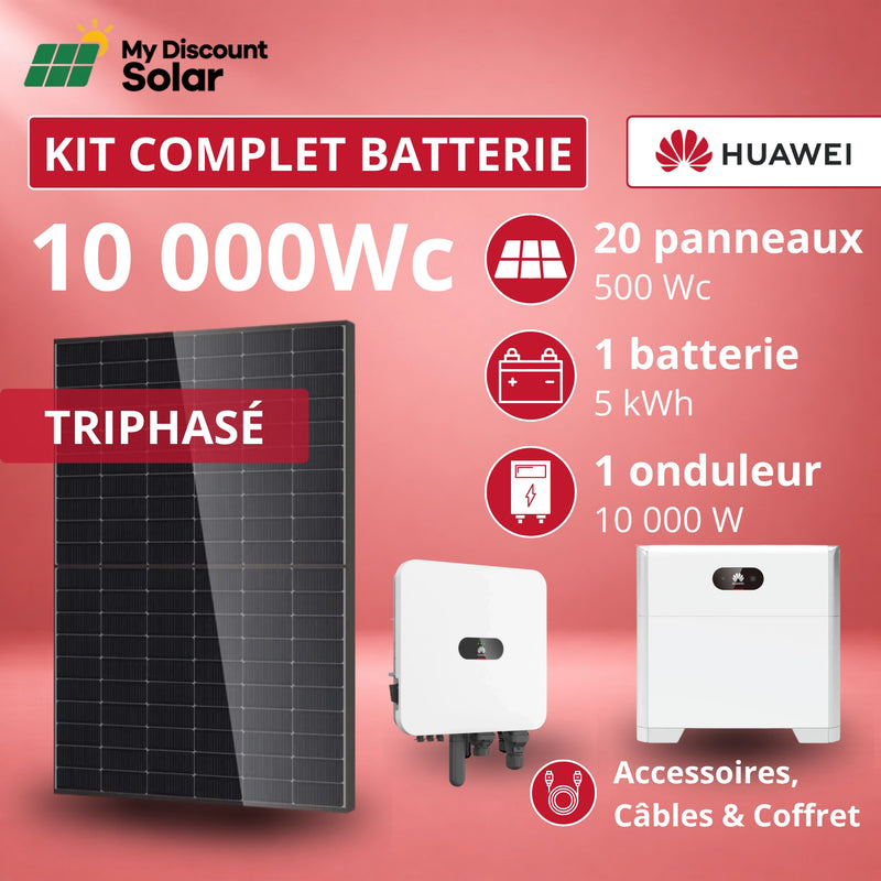Kit Solaire Complet 10kW Triphasé + Batterie Huawei 5kWh