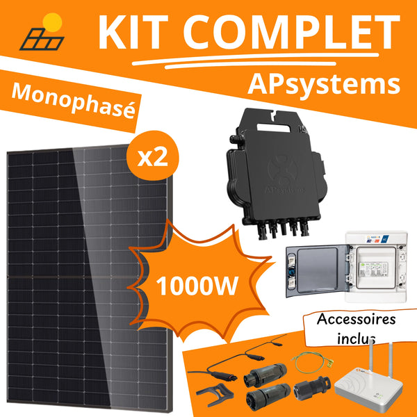 Kit Solaire Complet 1000W Monophasé - Micro-onduleurs Apsystems DS3-H
