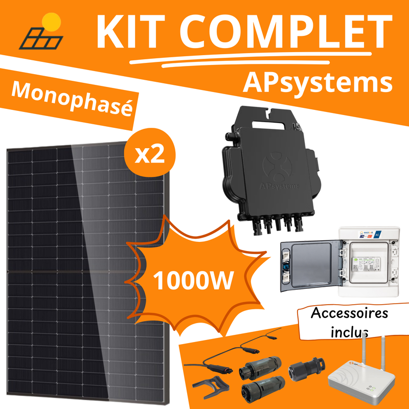 Kit Solaire Complet 1000W Monophasé - Micro-onduleurs Apsystems DS3-H