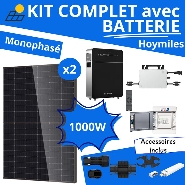 Kit Solaire Complet 1000W Monophasé - Micro-Onduleurs Hoymiles + Batterie Marstek 5kWh