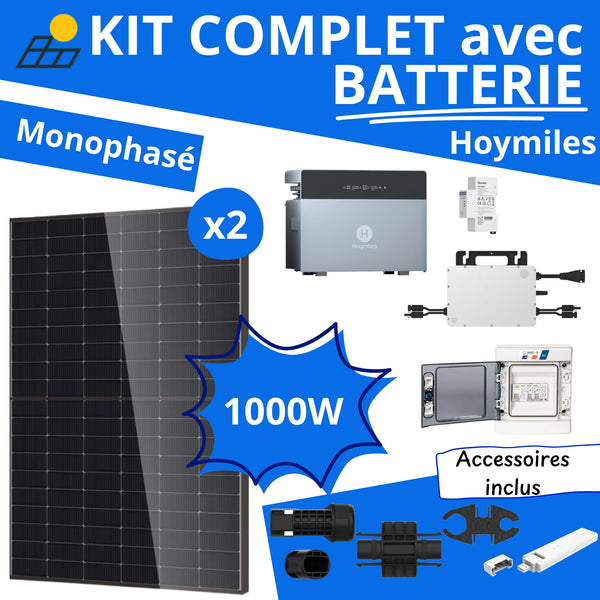 Kit Solaire Complet 1000W Monophasé - Micro-Onduleurs Hoymiles + Batterie Hoymiles 4kWh
