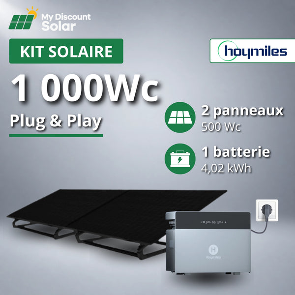 Kit Plug & Play 1000W avec 4,02kWh de stockage - Panneaux bifacial + Batterie HOYMILES 4020 X