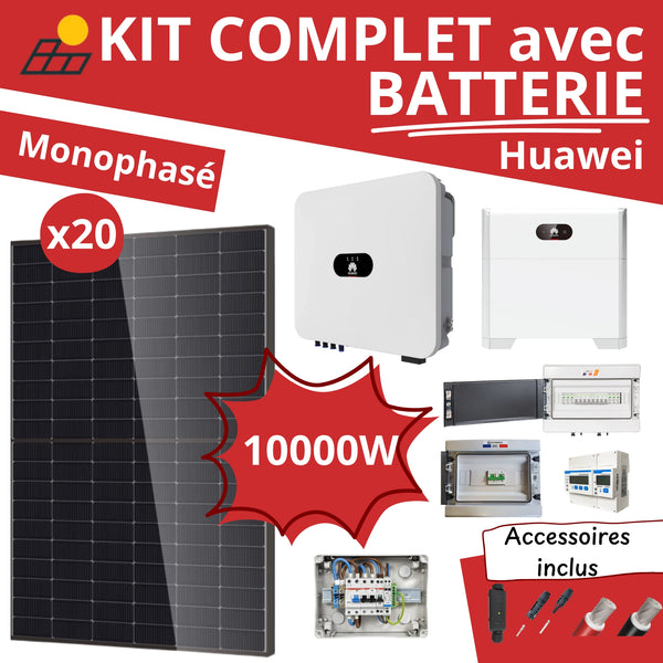 Kit Solaire Complet 10kW Monophasé + Batterie Huawei 5kWh