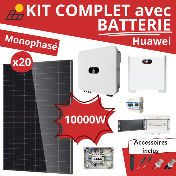 Kit Solaire Complet 10kW Monophasé + Batterie Huawei 5kWh