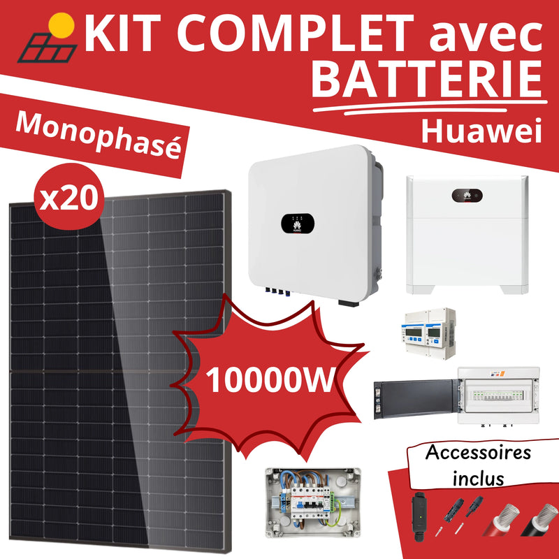Kit Solaire Complet 10kW Monophasé + Batterie Huawei 5kWh