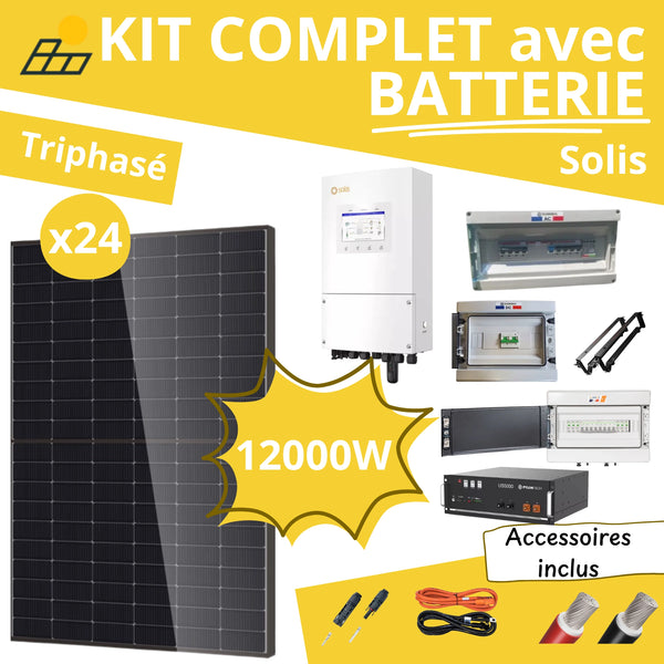 Kit Solaire Complet 12kW Triphasé - Solis + Batterie Pylontech 4.8kWh