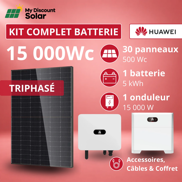 Kit Solaire Complet 15kW Triphasé + Batterie Huawei 5kWh