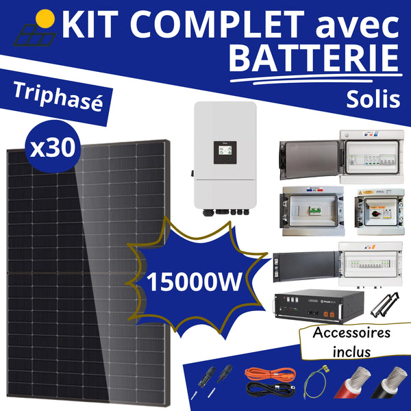 Kit Solaire Complet 15kW Triphasé - Deye + Batterie Pylontech 4.8kWh