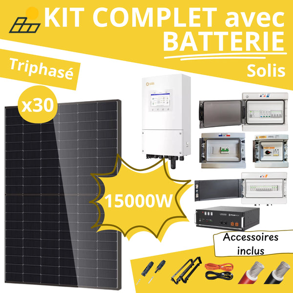 Kit Solaire Complet 15kW Triphasé - Solis + Batterie Pylontech 4.8kWh