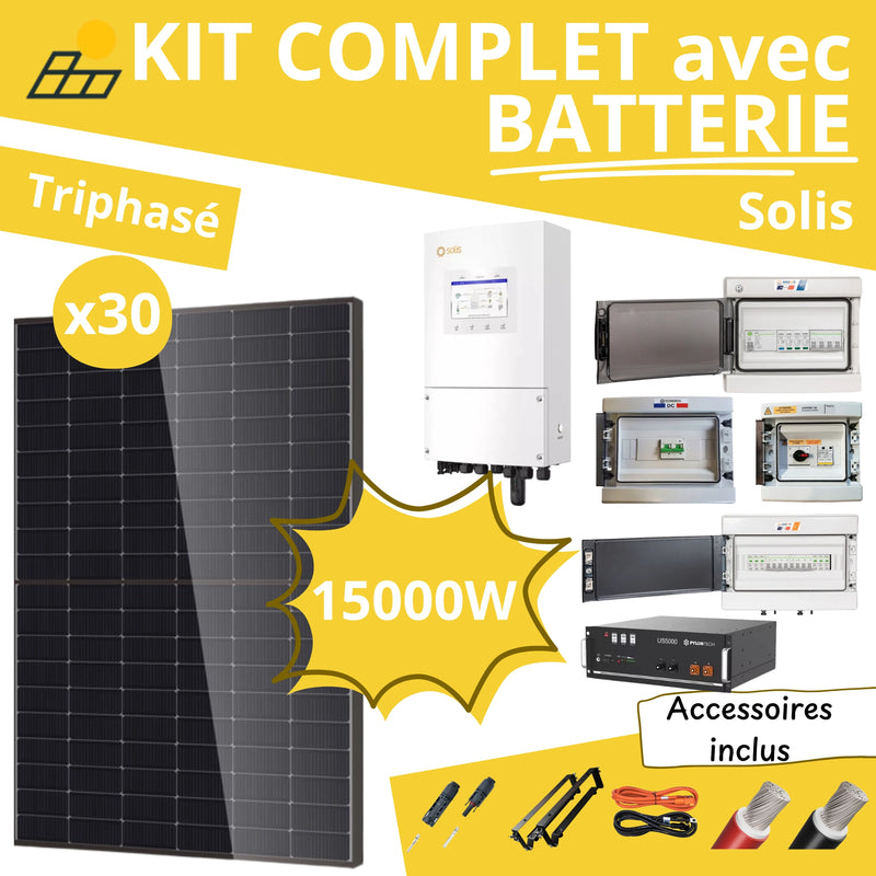 Kit Solaire Complet 15kW Triphasé - Solis + Batterie Pylontech 4.8kWh