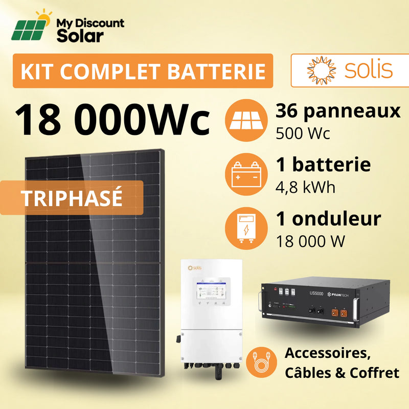 Kit Solaire Complet 18kW Triphasé - Solis + Batterie Pylontech 4.8kWh