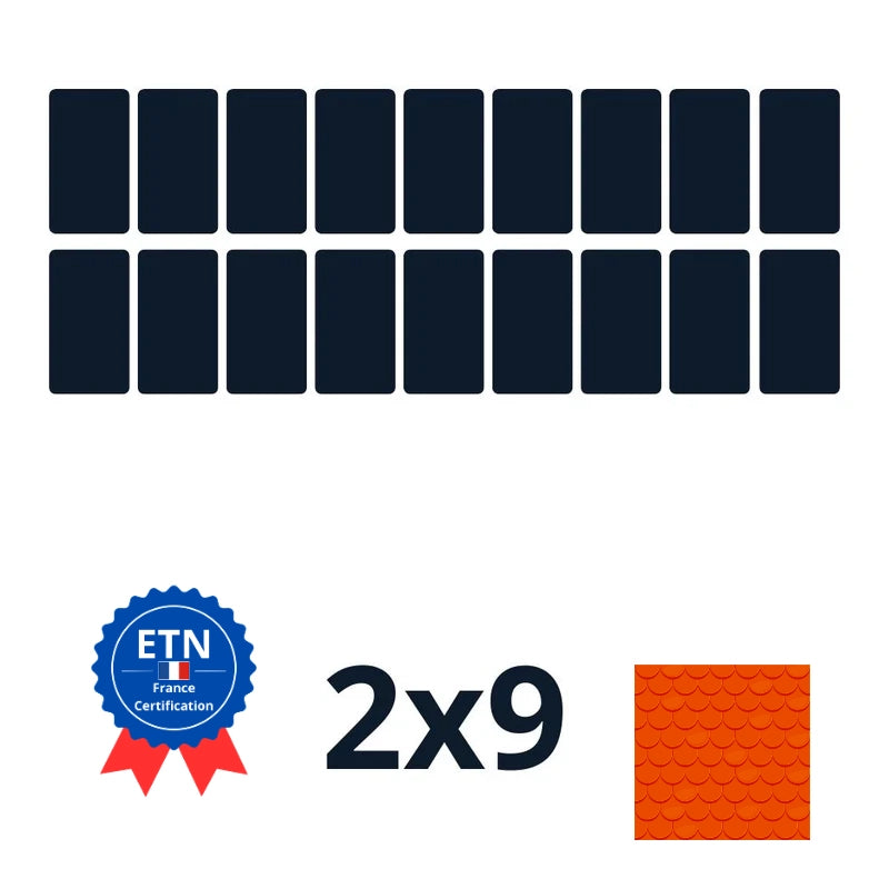 Fixations tuile plate | Orientation des panneaux 2*9 portrait (K2)