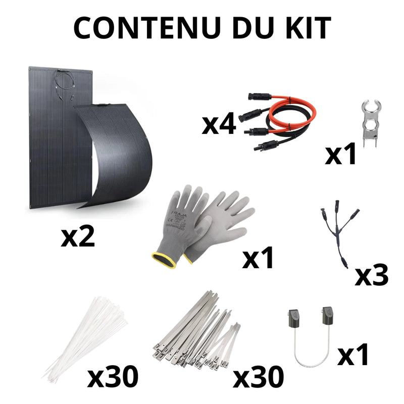 Lot de 2 Panneaux solaires souples 400Wc (2 x 200W) - Spécial Balcon - NOVGEN
