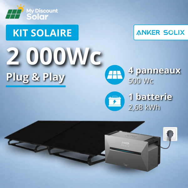 Kit Plug & Play 2000W - Panneaux bifacial + Batterie Anker SOLIX 2,68kWh