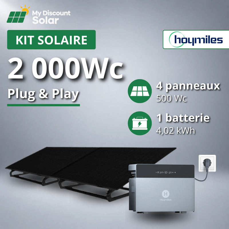 Kit Plug & Play 2000W avec 4,02kWh de stockage - Panneaux bifacial + Batterie HOYMILES 4020 X
