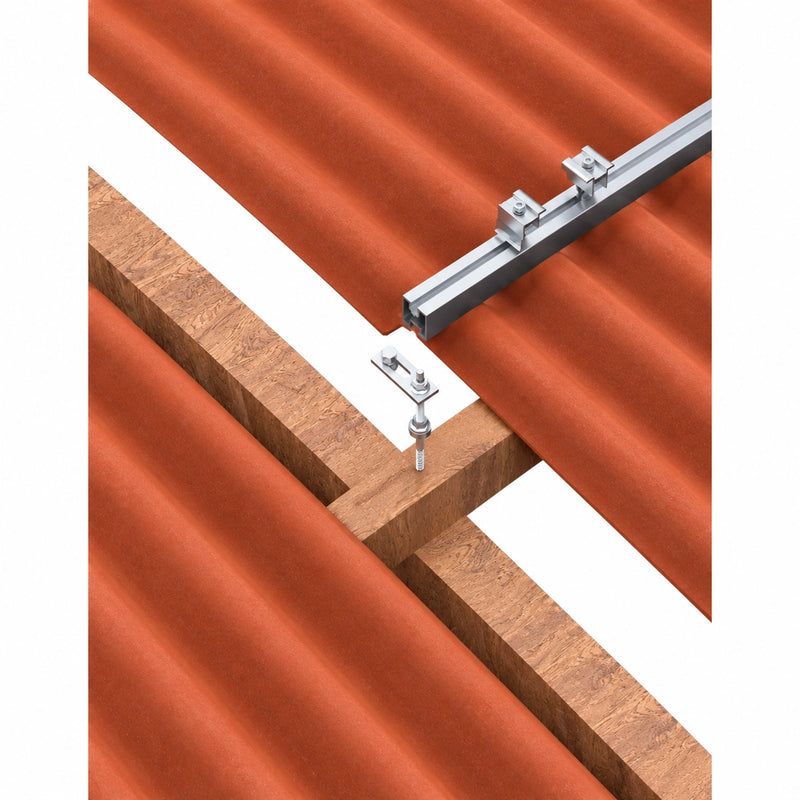 Kit de fixation pour 2 panneaux sur toiture fibrociment (Vis double filetage)