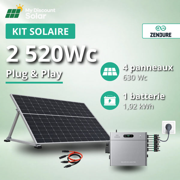 Kit Plug & Play 2520W avec 2,4kWh de stockage - Panneaux bifacial + Batterie Zendure SolarFlow 2400 Pro