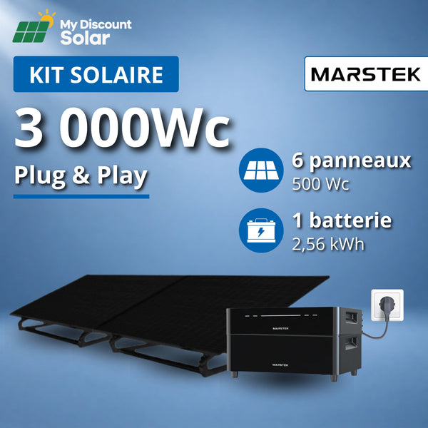 Kit Plug & Play 3000W - Panneaux bifacial + Batterie Marstek VENUS D 2,56kWh