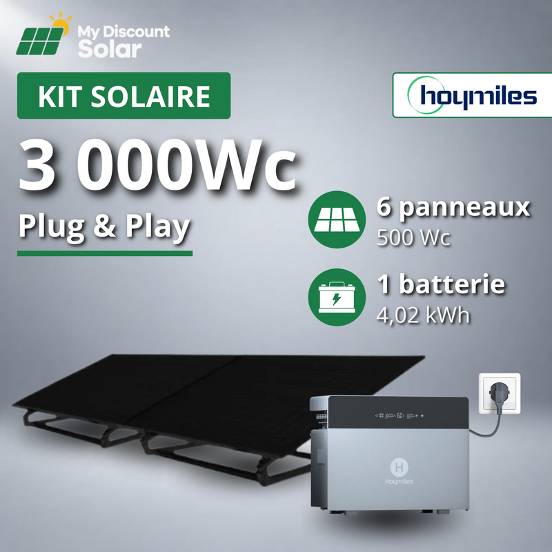 Kit Plug & Play 3000W avec 4,02kWh de stockage - Panneaux bifacial + Batterie HOYMILES 4020 X