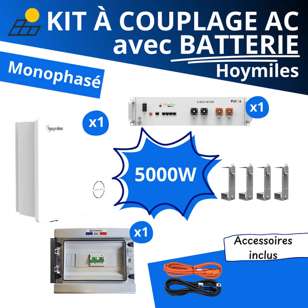 Kit à Couplage AC 5.0 kW Monophasé - Hoymiles + Batterie Pytes 5.12kWh