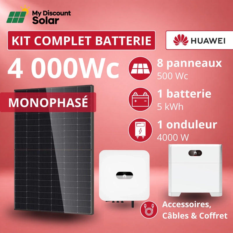 Kit Solaire Complet 4000W Monophasé + Batterie Huawei 5kWh