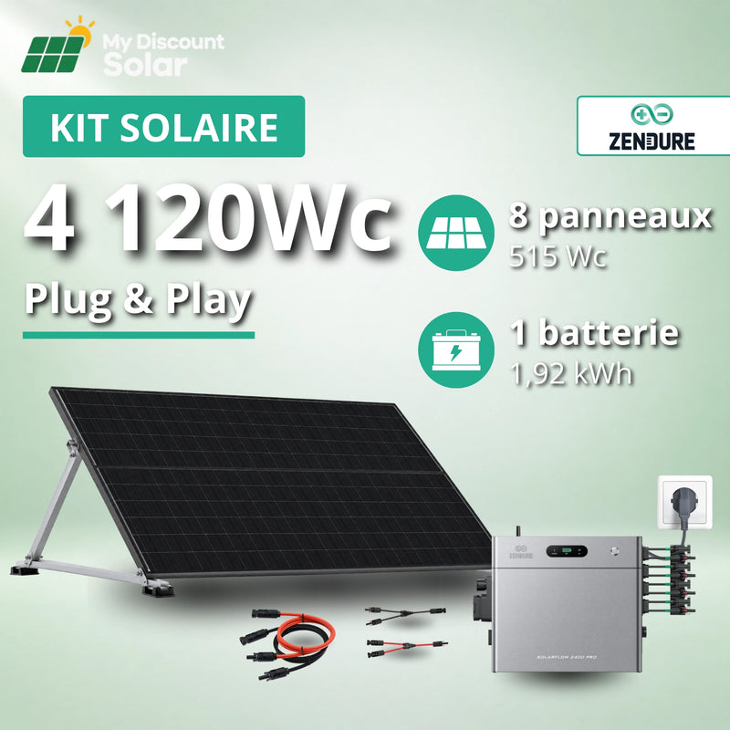 Kit Plug & Play 4120W avec 2,4kWh de stockage - Panneaux bifacial + Batterie Zendure SolarFlow 2400 Pro