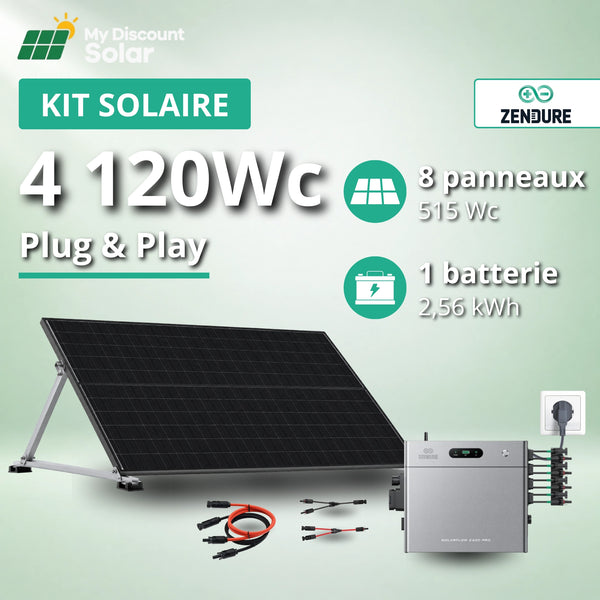 Kit Plug & Play 4120W avec 2,4kWh de stockage - Panneaux bifacial + Batterie Zendure SolarFlow 2400 Pro