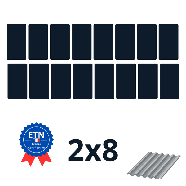 Fixations bac acier 8000w｜Orientation des panneaux 2*8 (K2)