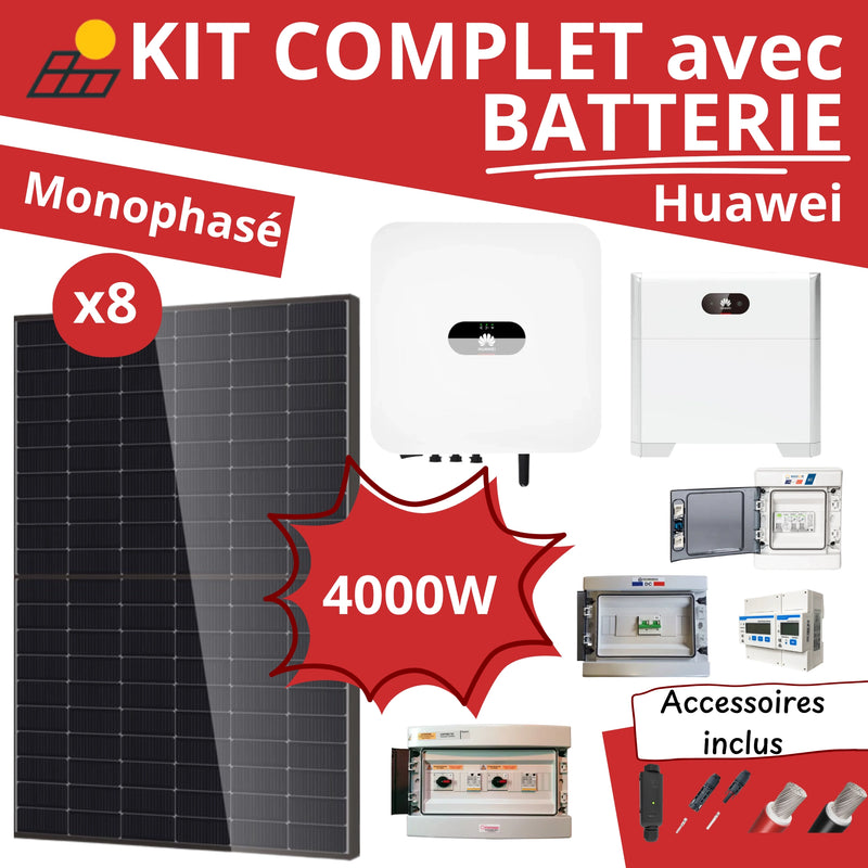 Kit Solaire Complet 4000W Monophasé + Batterie Huawei 5kWh
