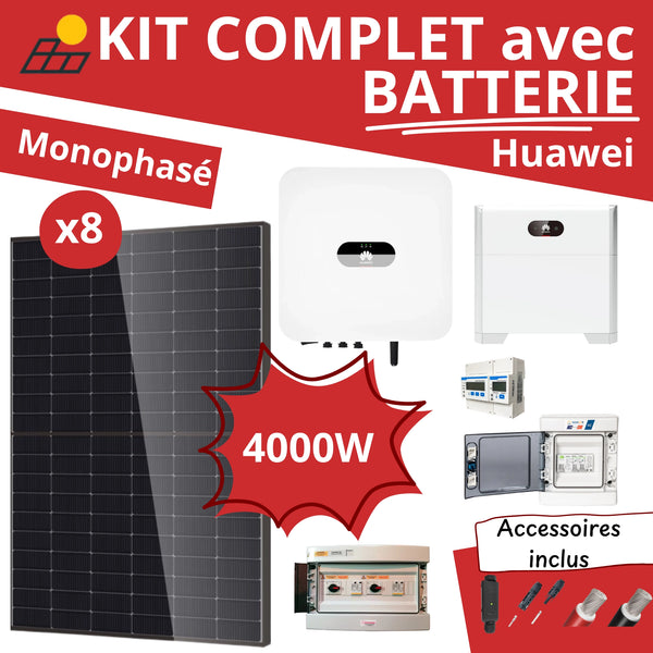 Kit Solaire Complet 4000W Monophasé + Batterie Huawei 5kWh
