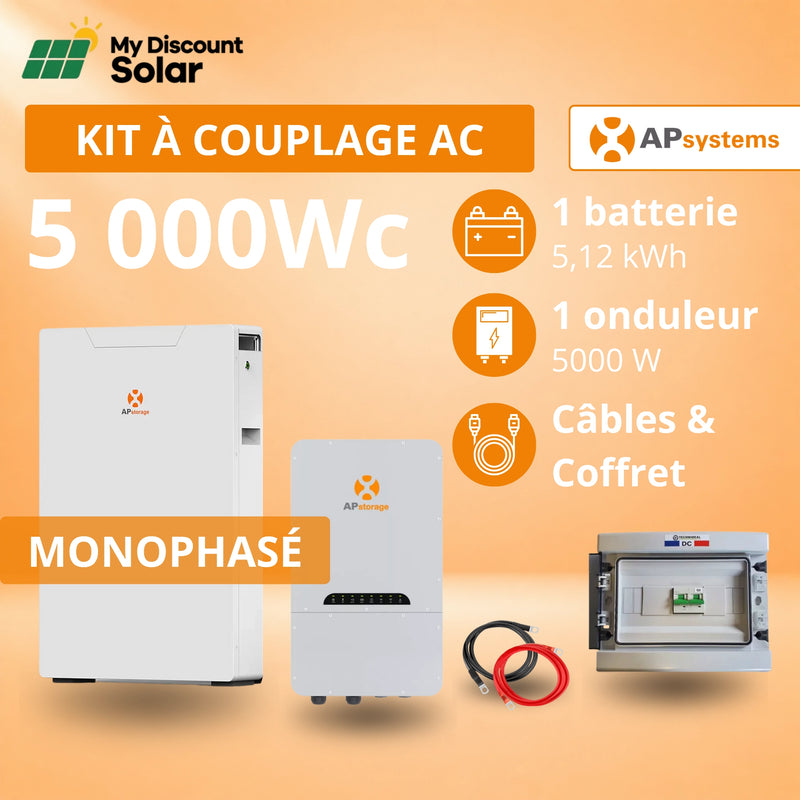 Kit à Couplage AC 5.0 kW Monophasé - APsystems ELS-5K + Batterie LiFePO4 5.12kWh
