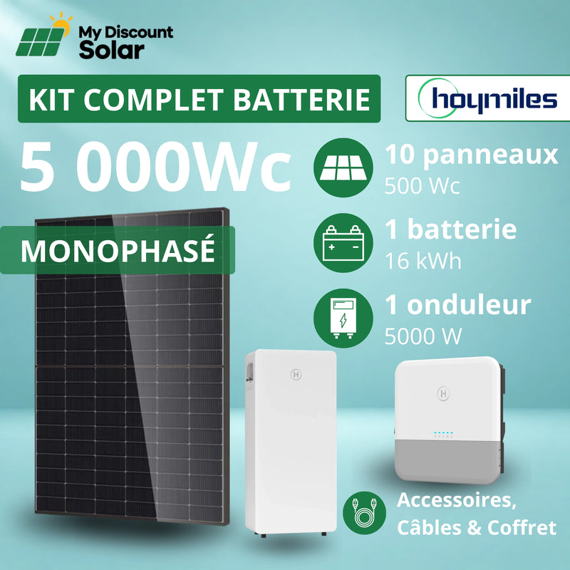 Kit Solaire Complet 5000W Monophasé Hoymiles + Batterie 16kWh