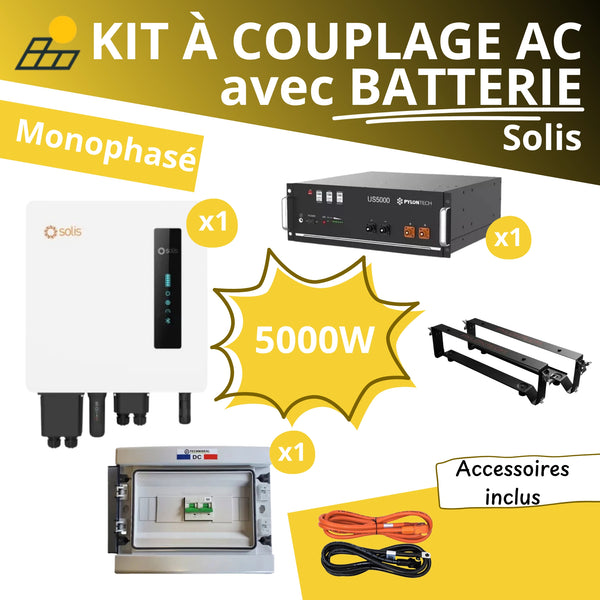 Kit à Couplage AC 5 kW Monophasé - Solis + Batterie Pylontech 4.8kWh