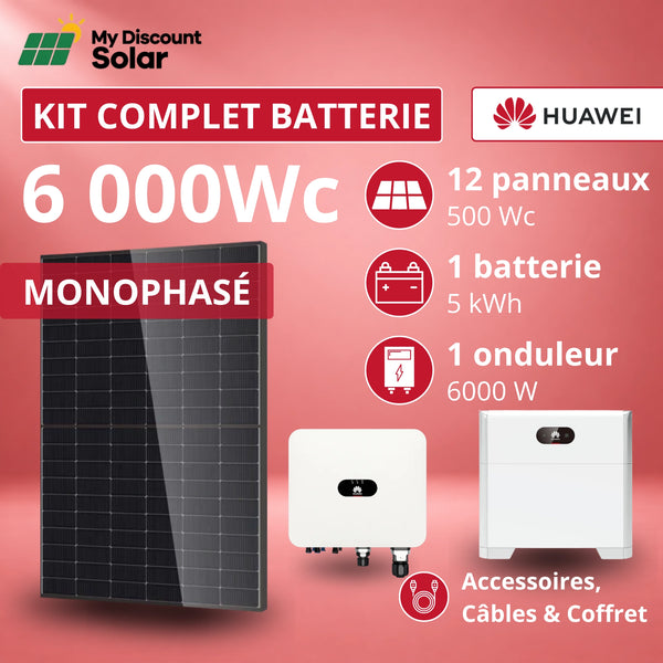 Kit Solaire Complet 6000W Monophasé + Batterie Huawei 5kWh