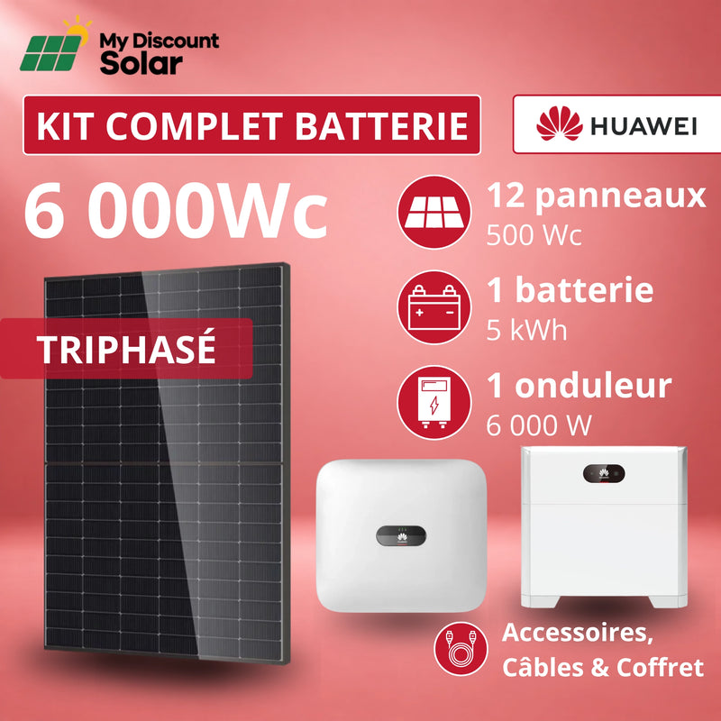 Kit Solaire Complet 6000W Triphasé + Batterie Huawei 5kWh