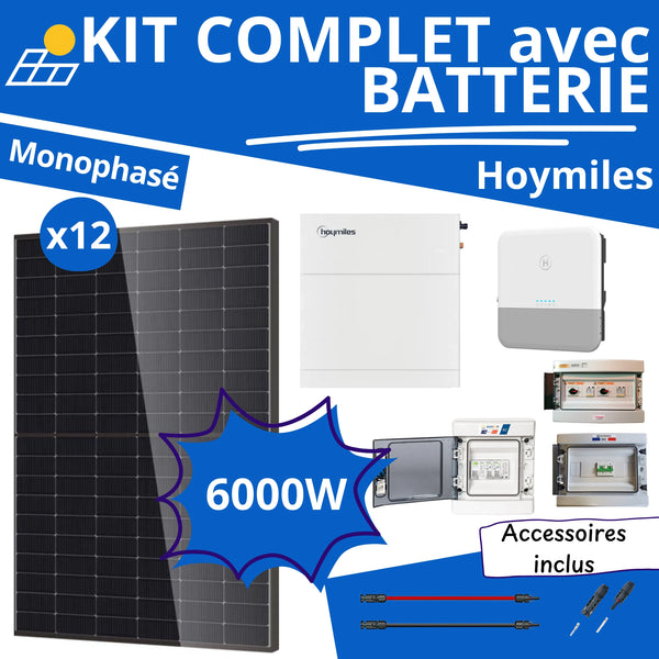 Kit Solaire 6000W Monophasé Hoymiles + Batterie 5,12kWh