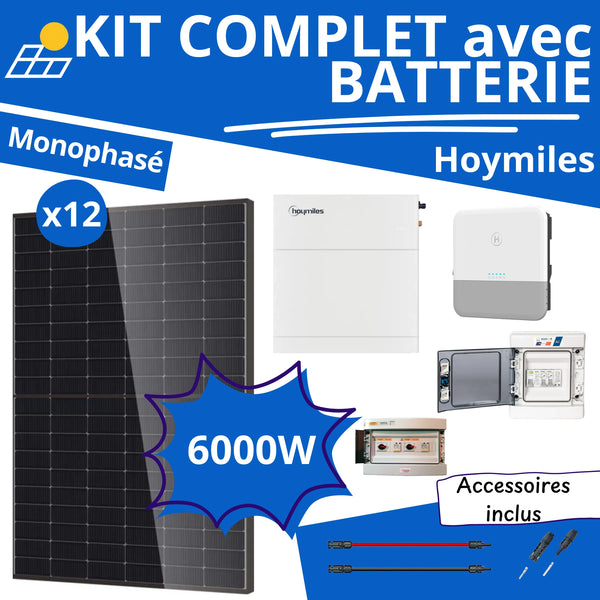 Kit Solaire 6000W Monophasé Hoymiles + Batterie 5,12kWh