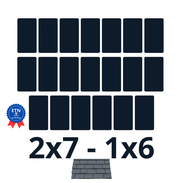 Fixations ardoise 10000w｜Orientation des panneaux 2*7 + 1*6 (K2)
