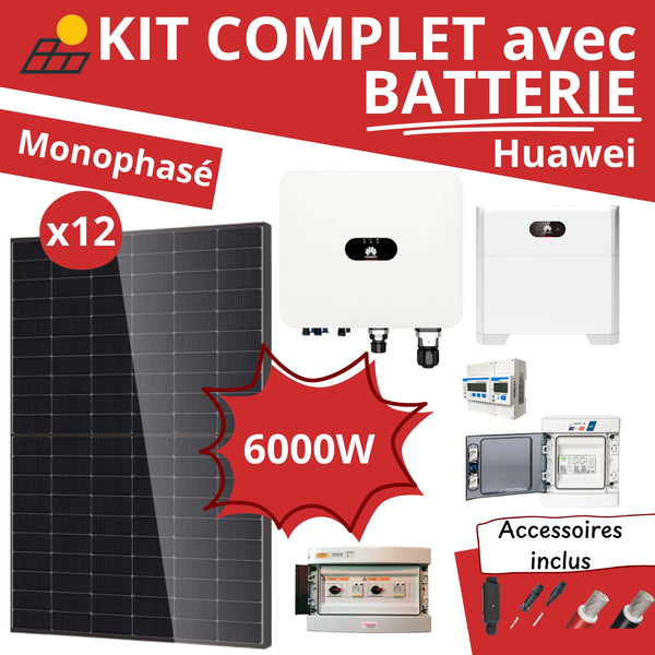 Kit Solaire Complet 6000W Monophasé + Batterie Huawei 5kWh