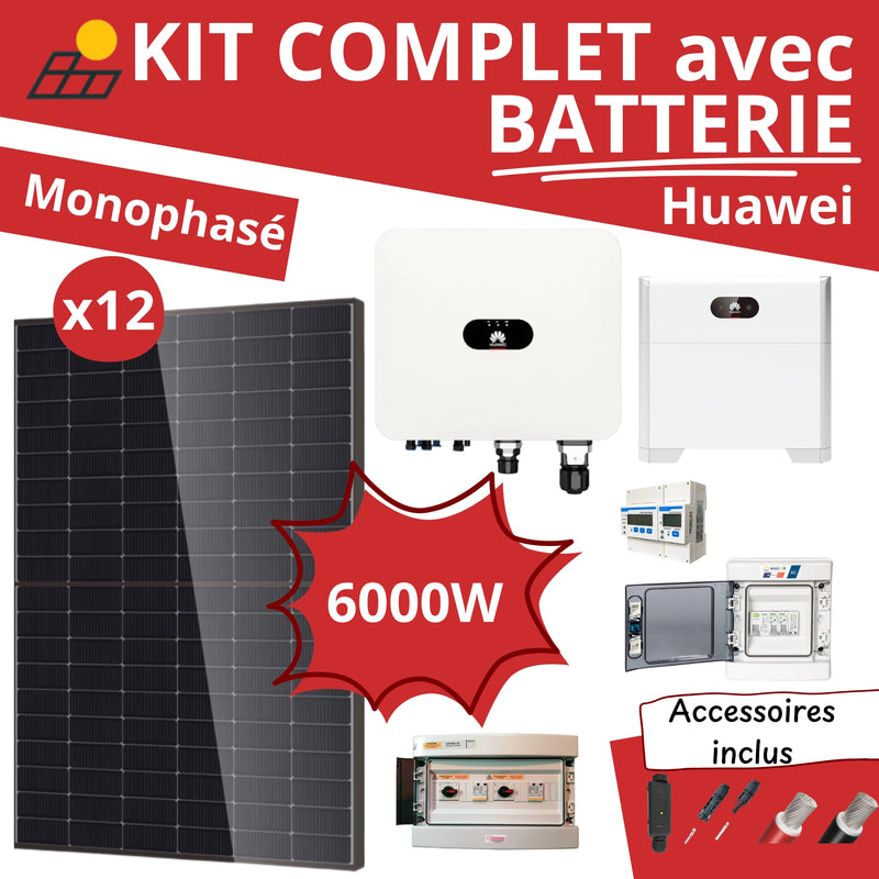 Kit Solaire Complet 6000W Monophasé + Batterie Huawei 5kWh
