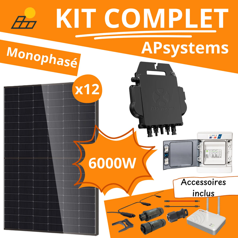 Kit Solaire Complet 6000W Monophasé - Micro-Onduleurs Apsystems DS3-H
