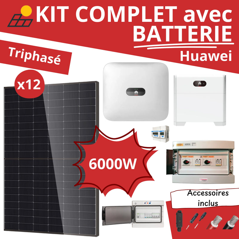 Kit Solaire Complet 6000W Triphasé + Batterie Huawei 5kWh