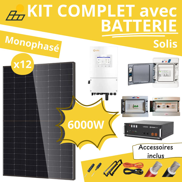 Kit Solaire Complet 6000W Monophasé - Solis + Batterie Pylontech 4.8kWh