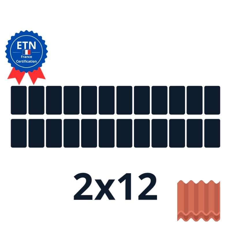 Fixations tuile 12000w｜Orientation des panneaux 2*12 (K2)