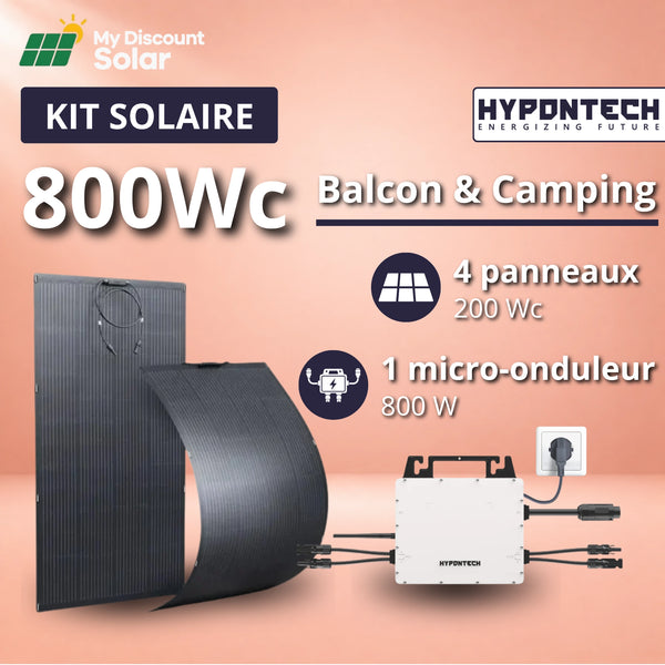 Kit pour balcon - Panneaux solaires souple 800 W avec micro-onduleurs Hypontech